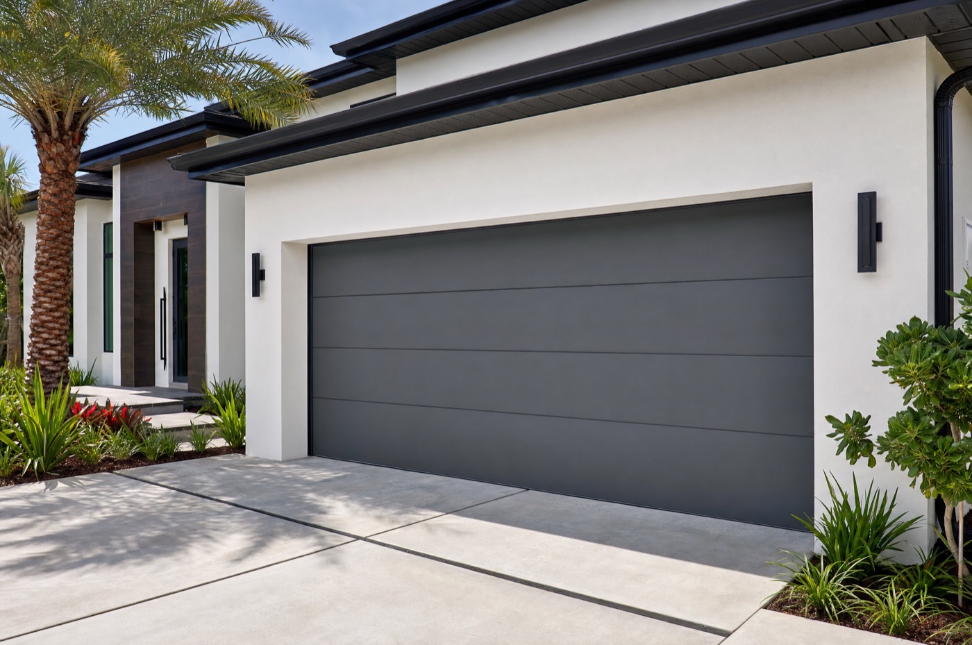 Flush Panel garage door style on a South Florida home