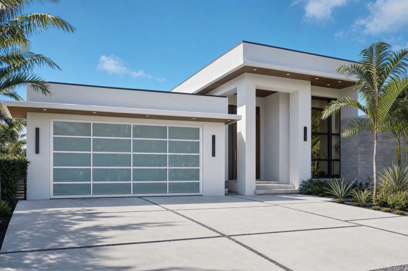 Modern Contemporary garage door style on a South Florida home